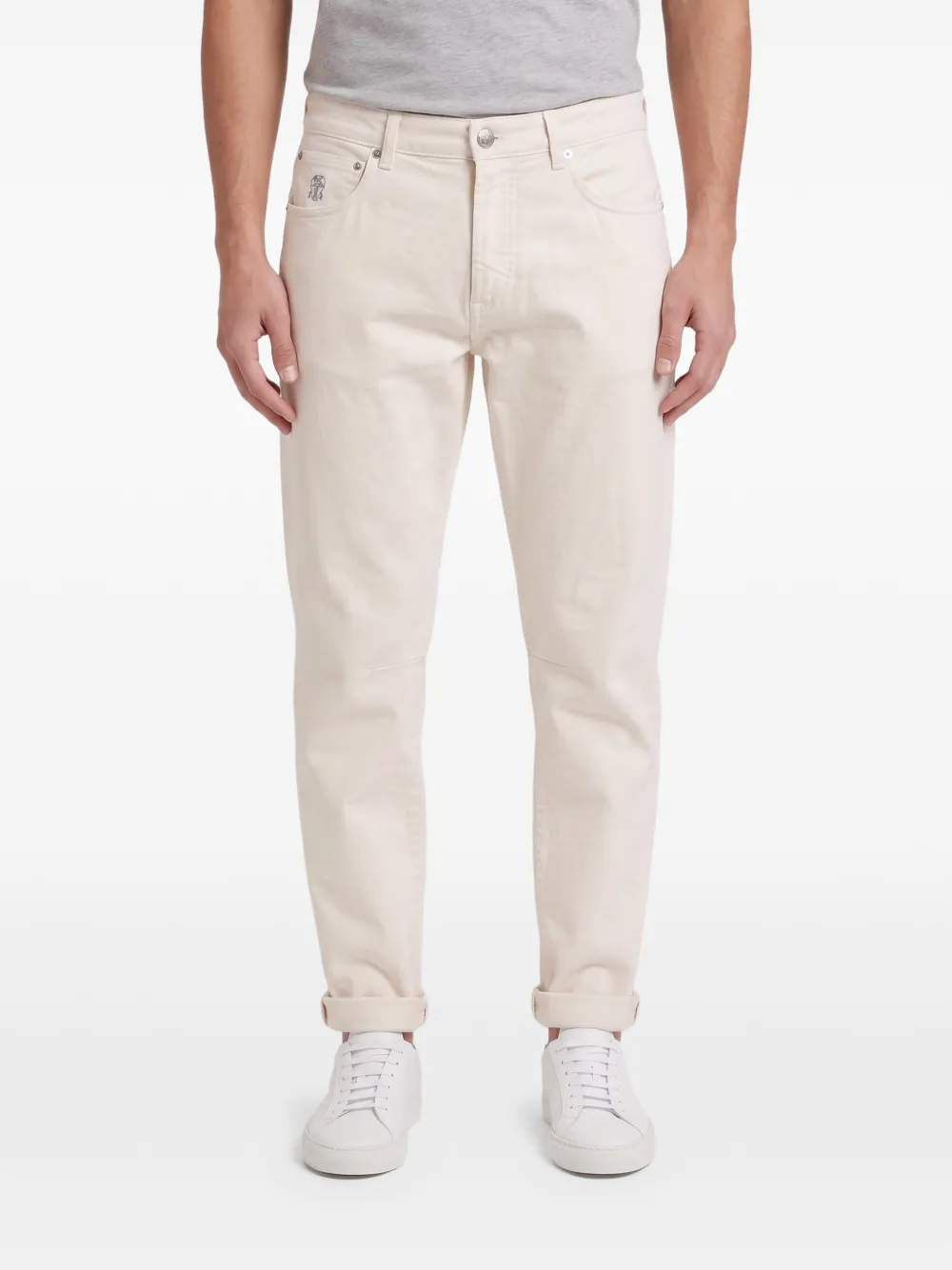 Brunello Cucinelli Lichtgewicht jeans met vijf zakken Beige