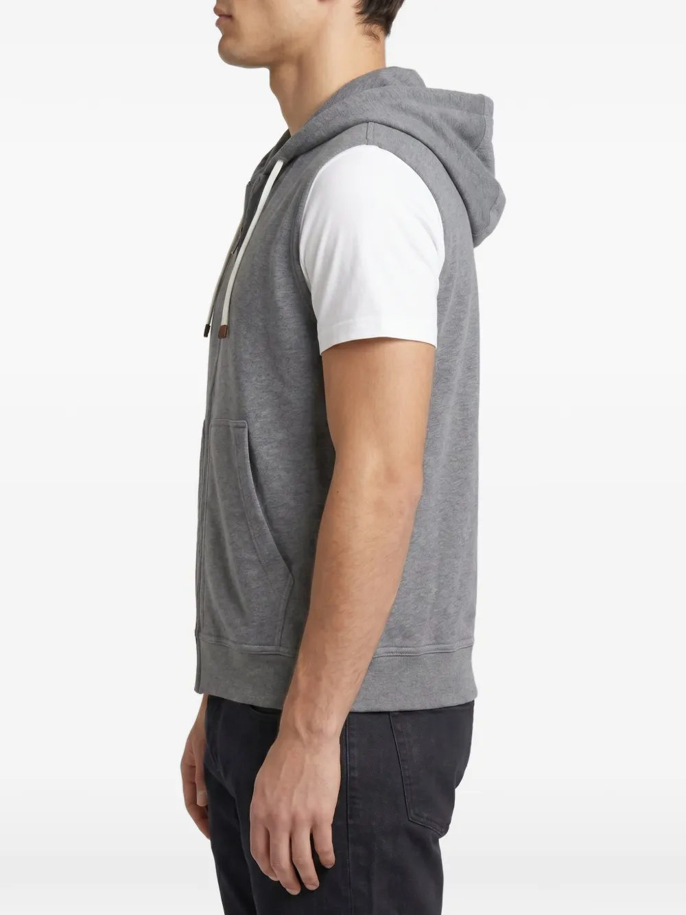 Brunello Cucinelli Mouwloze hoodie Grijs