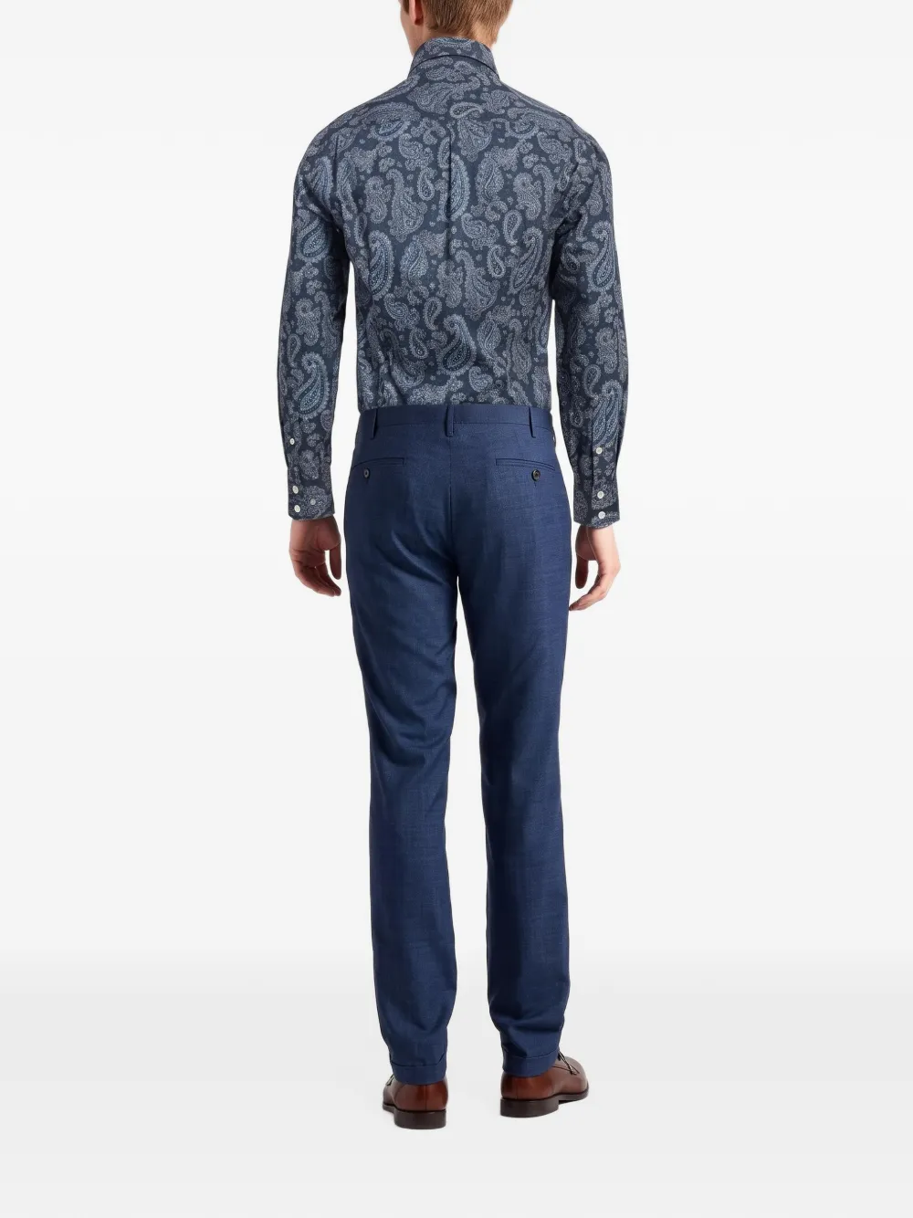 Brunello Cucinelli paisley-print cotton shirt Blauw
