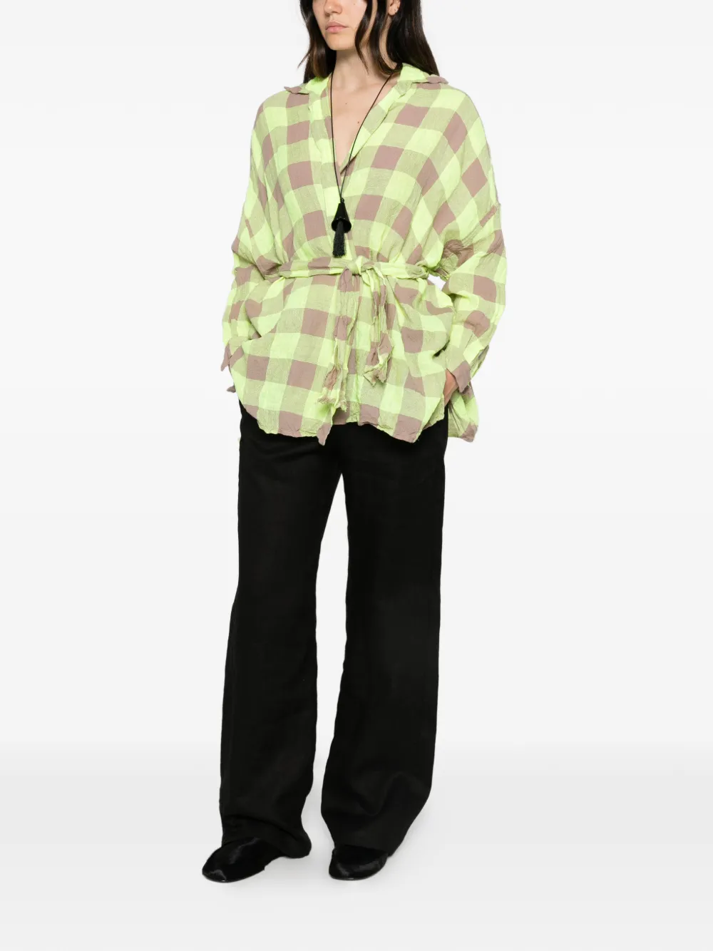 Daniela Gregis check-pattern belted shirt