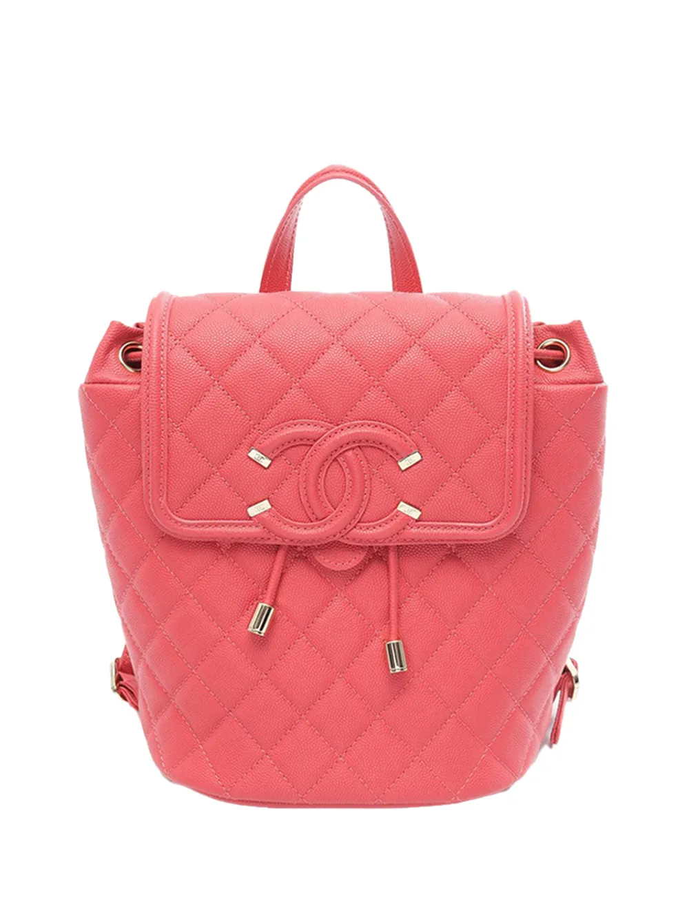 CHANEL Pre-Owned 2019 Quilted Caviar CC Filigree backpack - Rosa