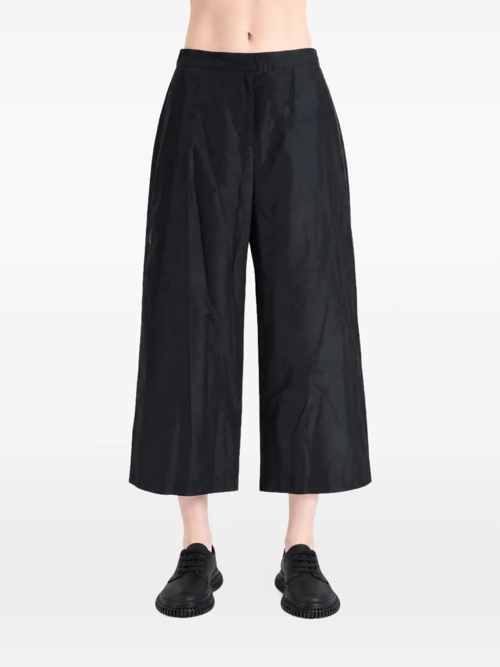 Amomento Cropped broek met wijde broeken Zwart