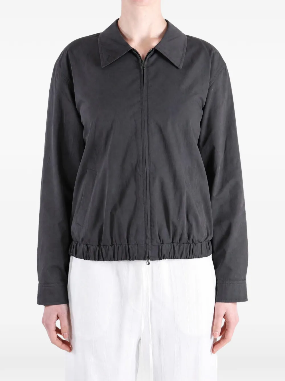 Amomento elasticated-hem zip-up bomber jacket - Gris Amomento elasticated-hem zip-up bomber jacket - Gris