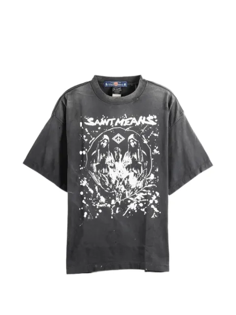 SAINT MXXXXXX graphic-print distressed t-shirt