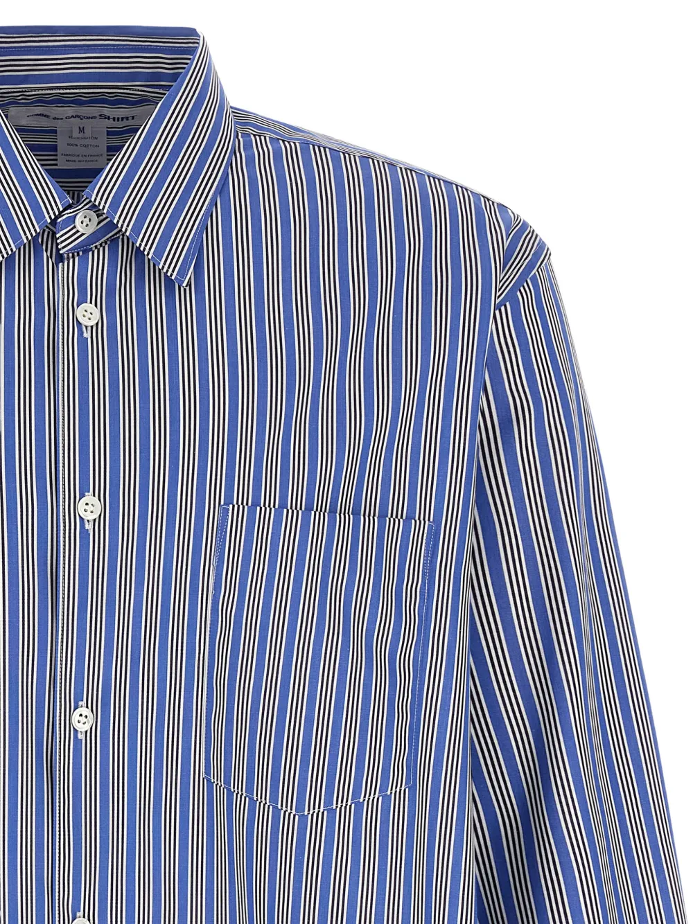 Comme Des Garçons Shirt Gestreept katoenen overhemd Blauw