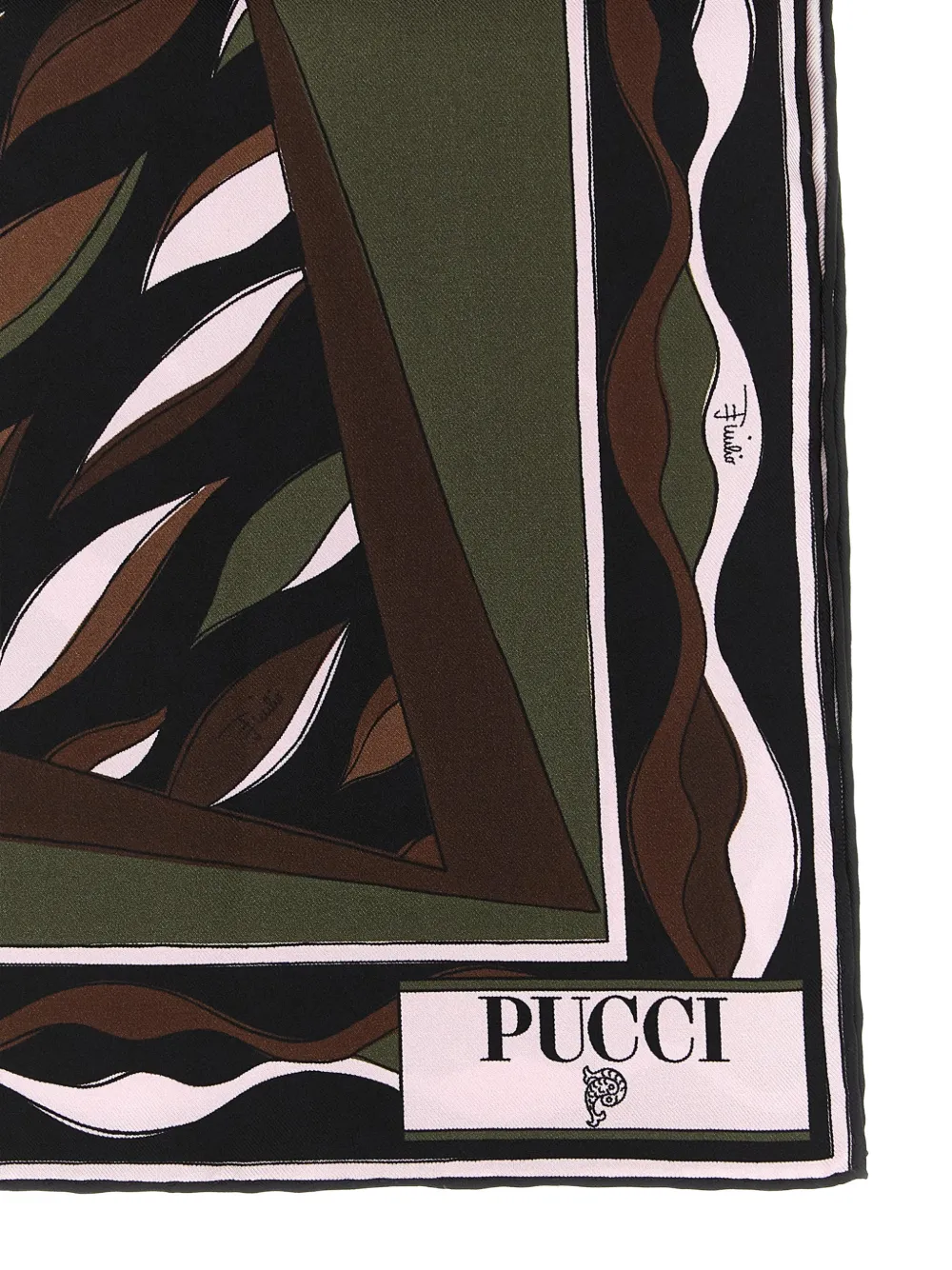 PUCCI Zijden sjaal met gemixte print Zwart