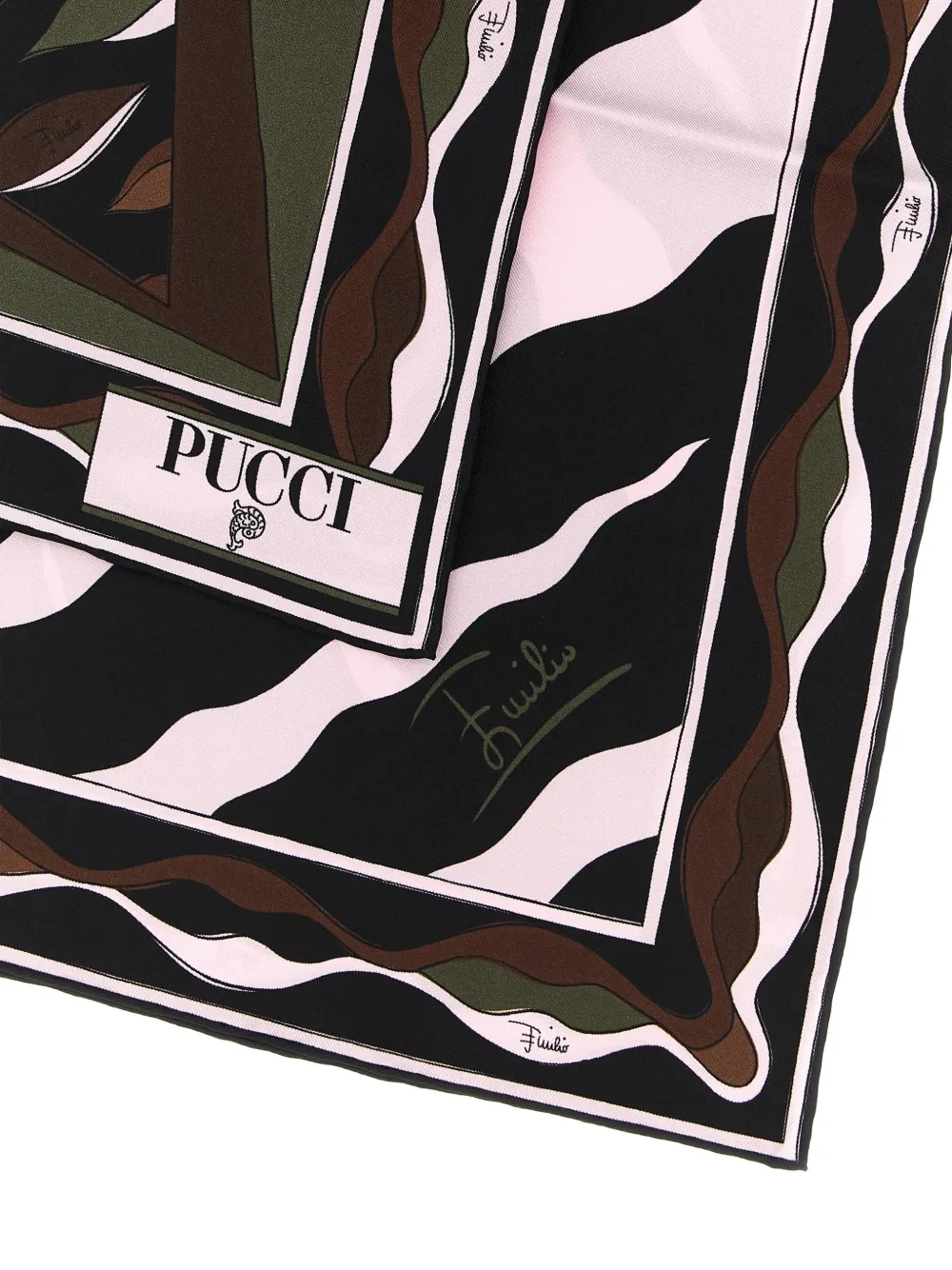 PUCCI Zijden sjaal met gemixte print Zwart