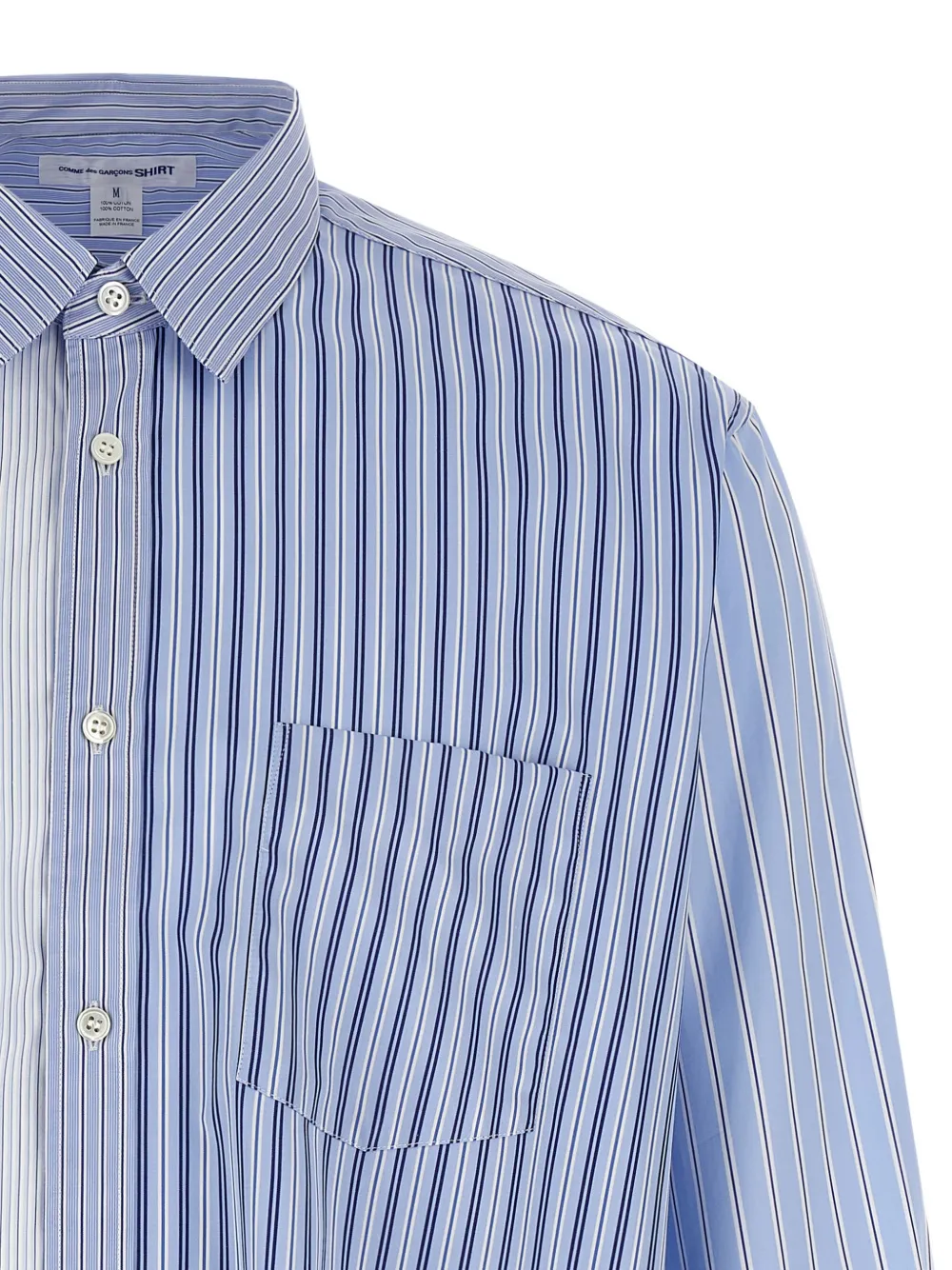 Comme Des Garçons Shirt Gestreept overhemd met patchwork Blauw