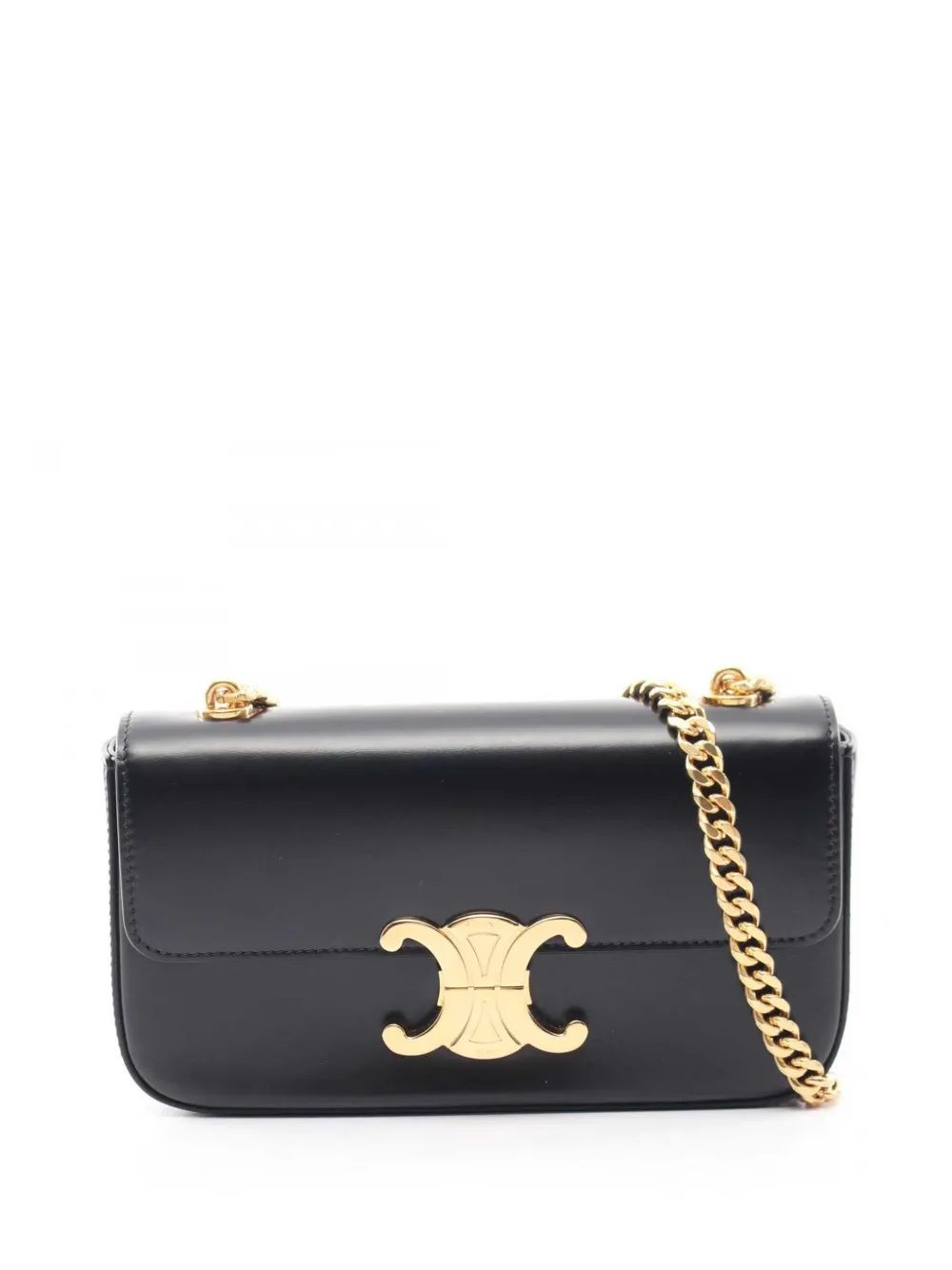 Celine Pre-Owned 2000-2026 Glänzende Triomphe Claude Schultertasche aus Kalbsleder - Schwarz