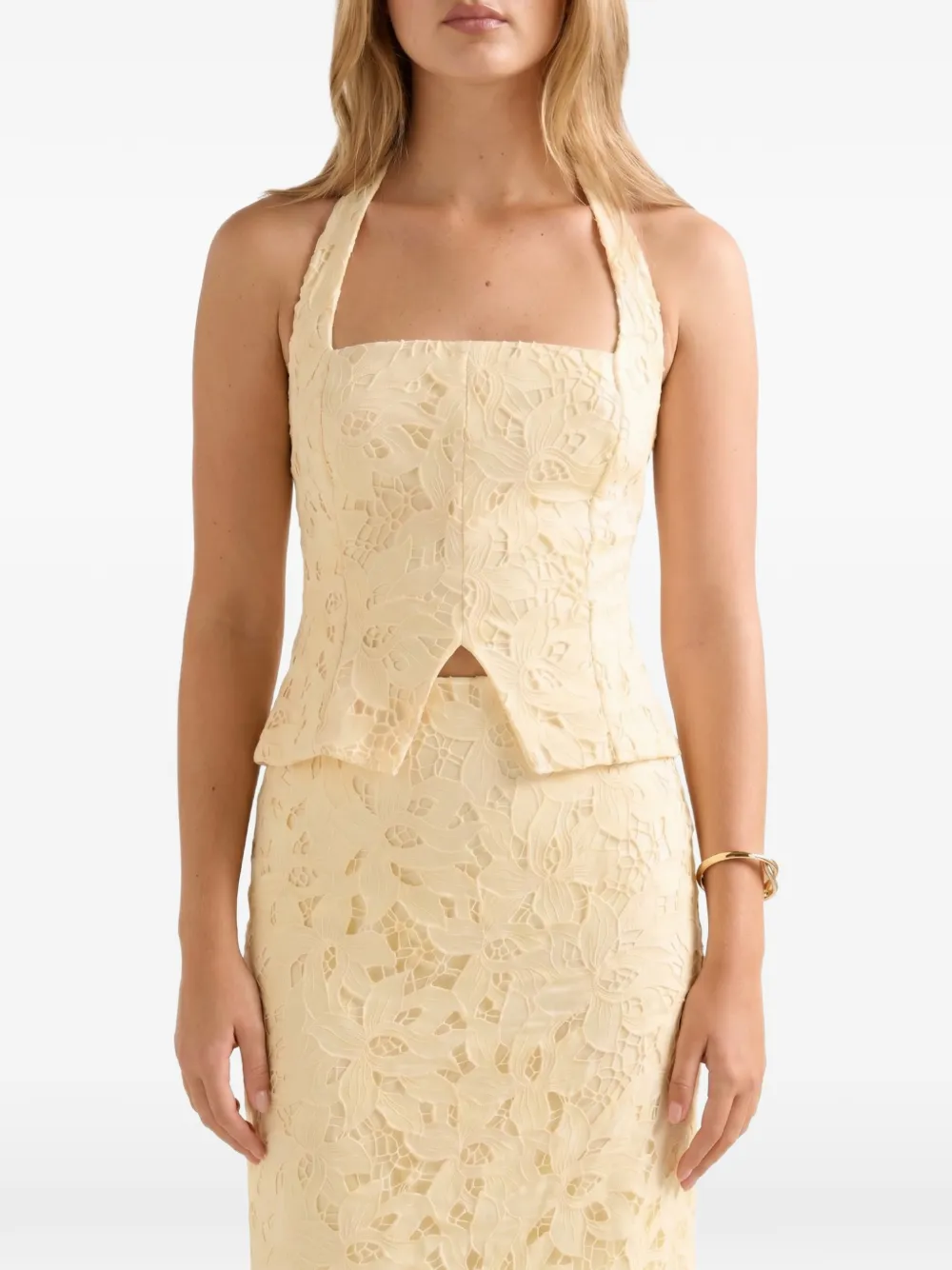 Ever New Sally floral-embroidered halter top