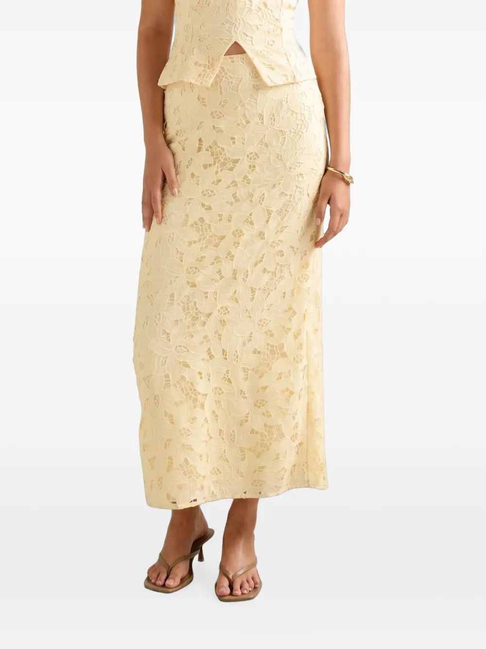 Ever New Andie floral-embroidered lace maxi skirt