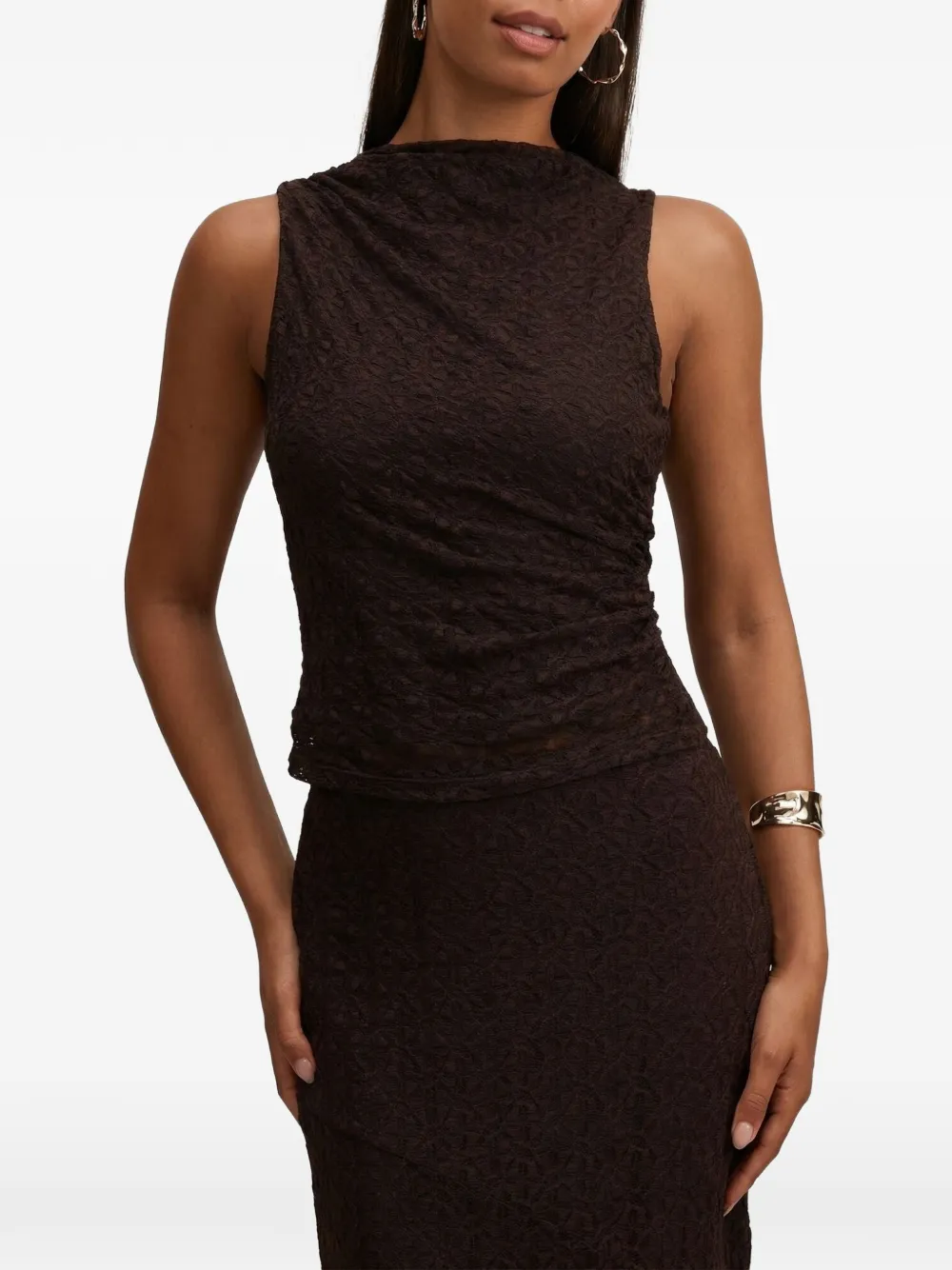 Ever New Tahlia textured lace tank top - Marrone