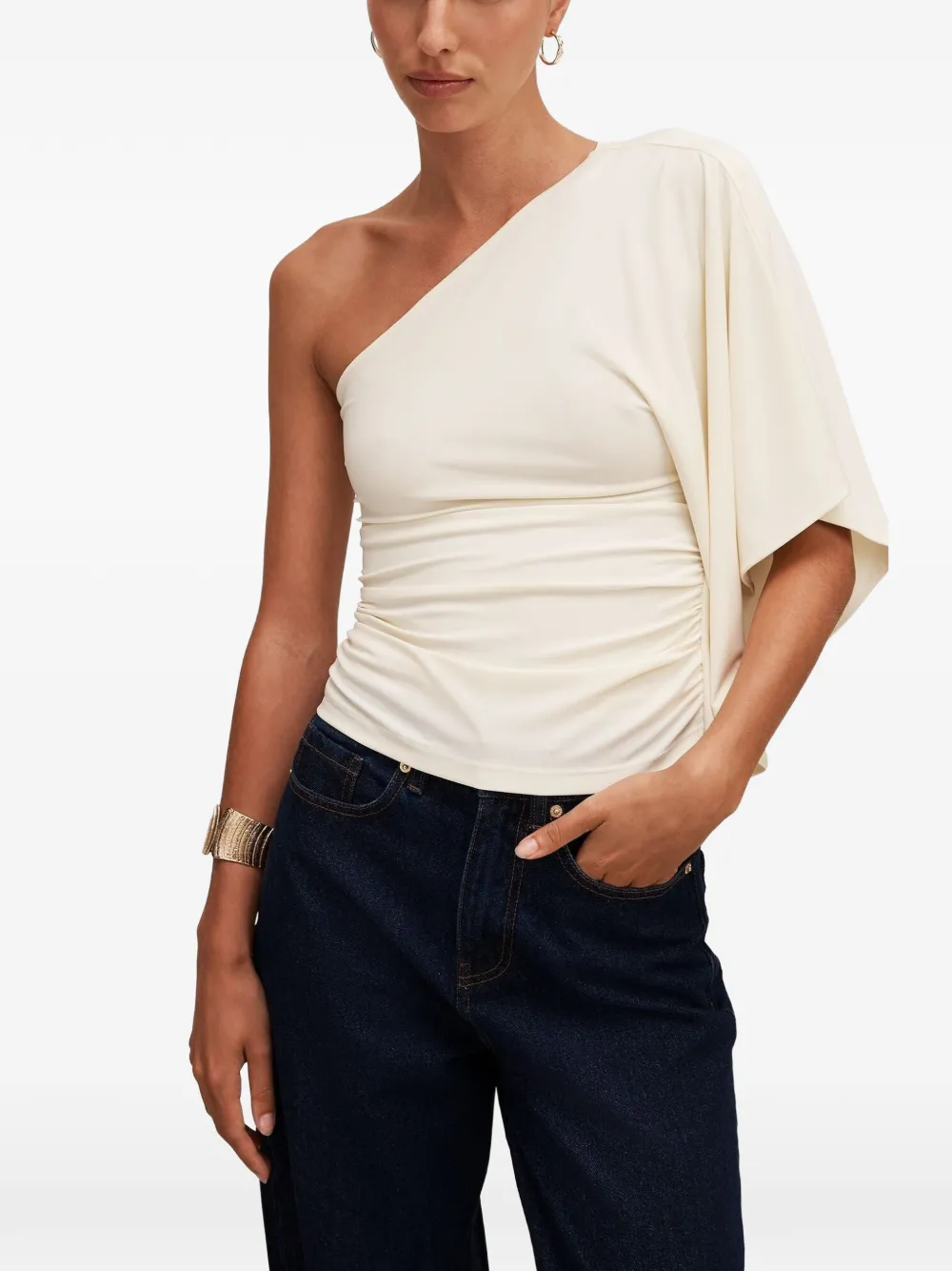Ever New Olive one-shoulder cape top