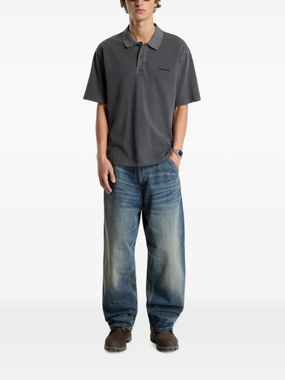 Carhartt WIP short-sleeve polo shirt Grijs