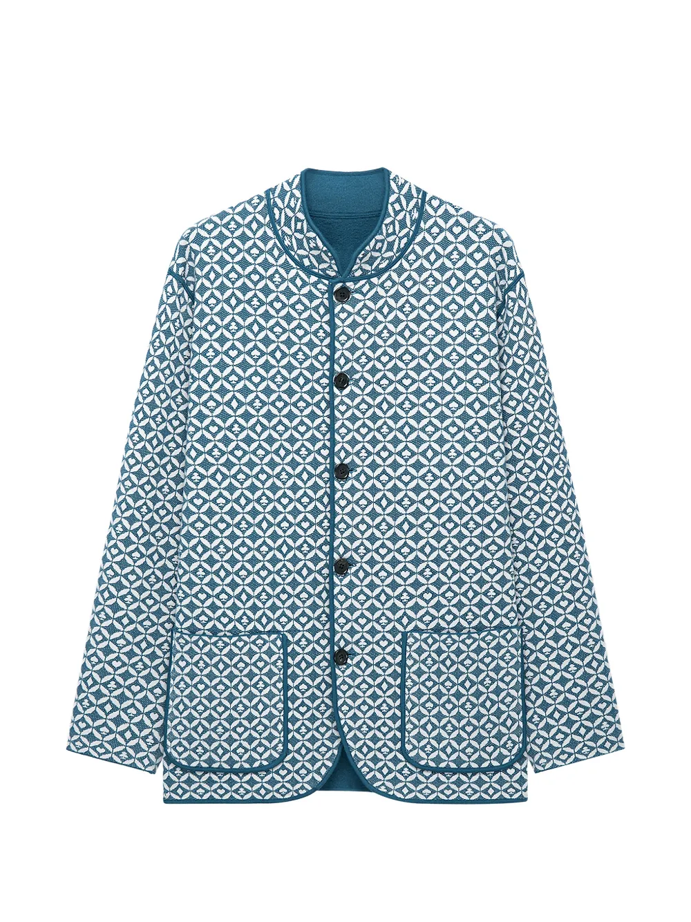 Shanghai Tang reversible geometric-pattern coat - Bleu