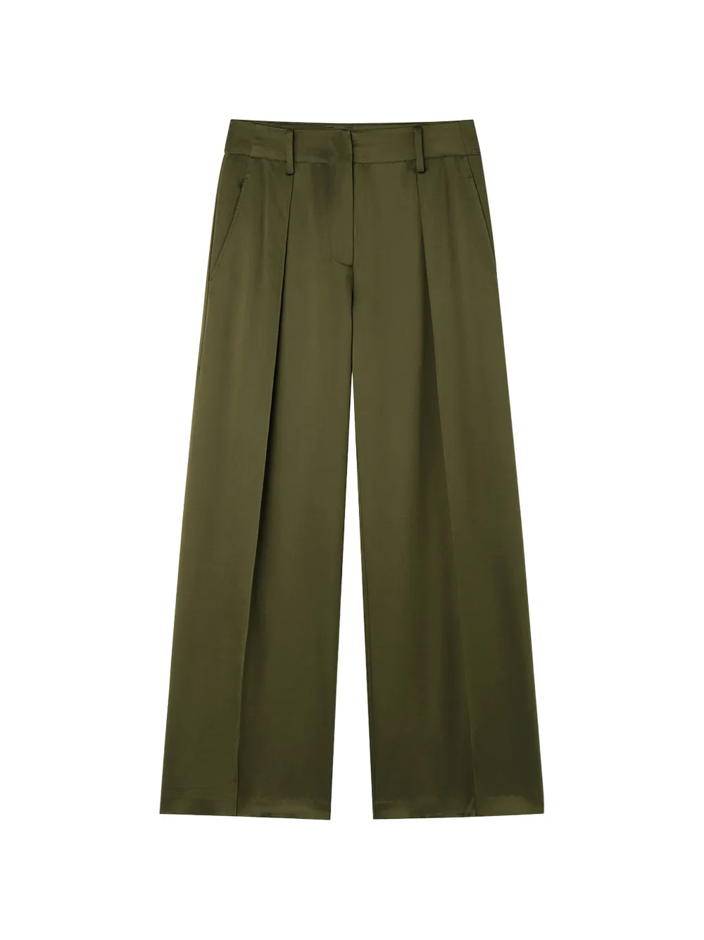Shanghai Tang satin-finish wide-leg trousers - Verde