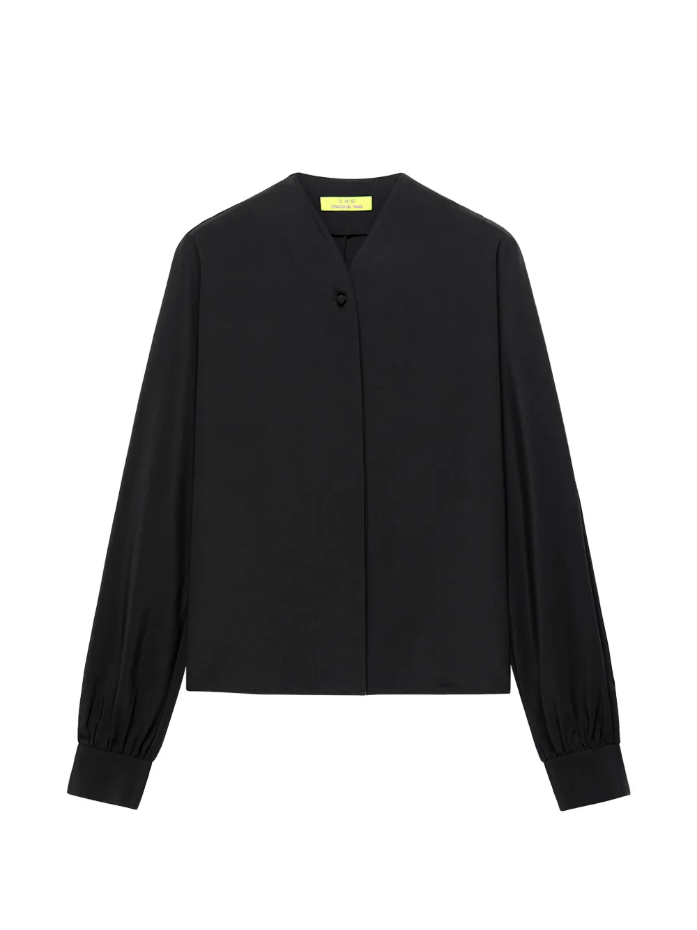 Shanghai Tang frog-fastening puff-sleeve blouse - Nero