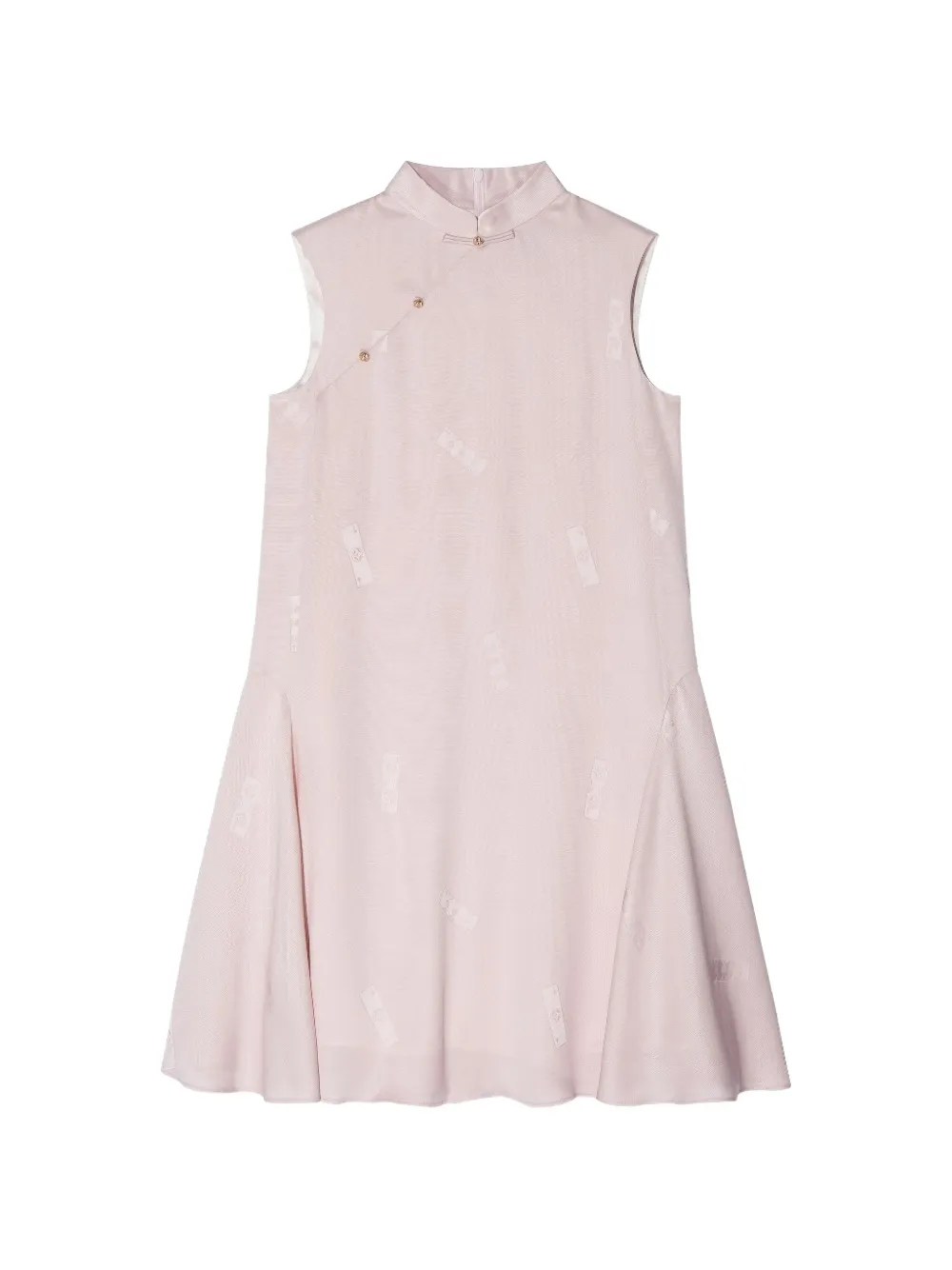 Shanghai Tang knot-button A-line mini dress - Rosa