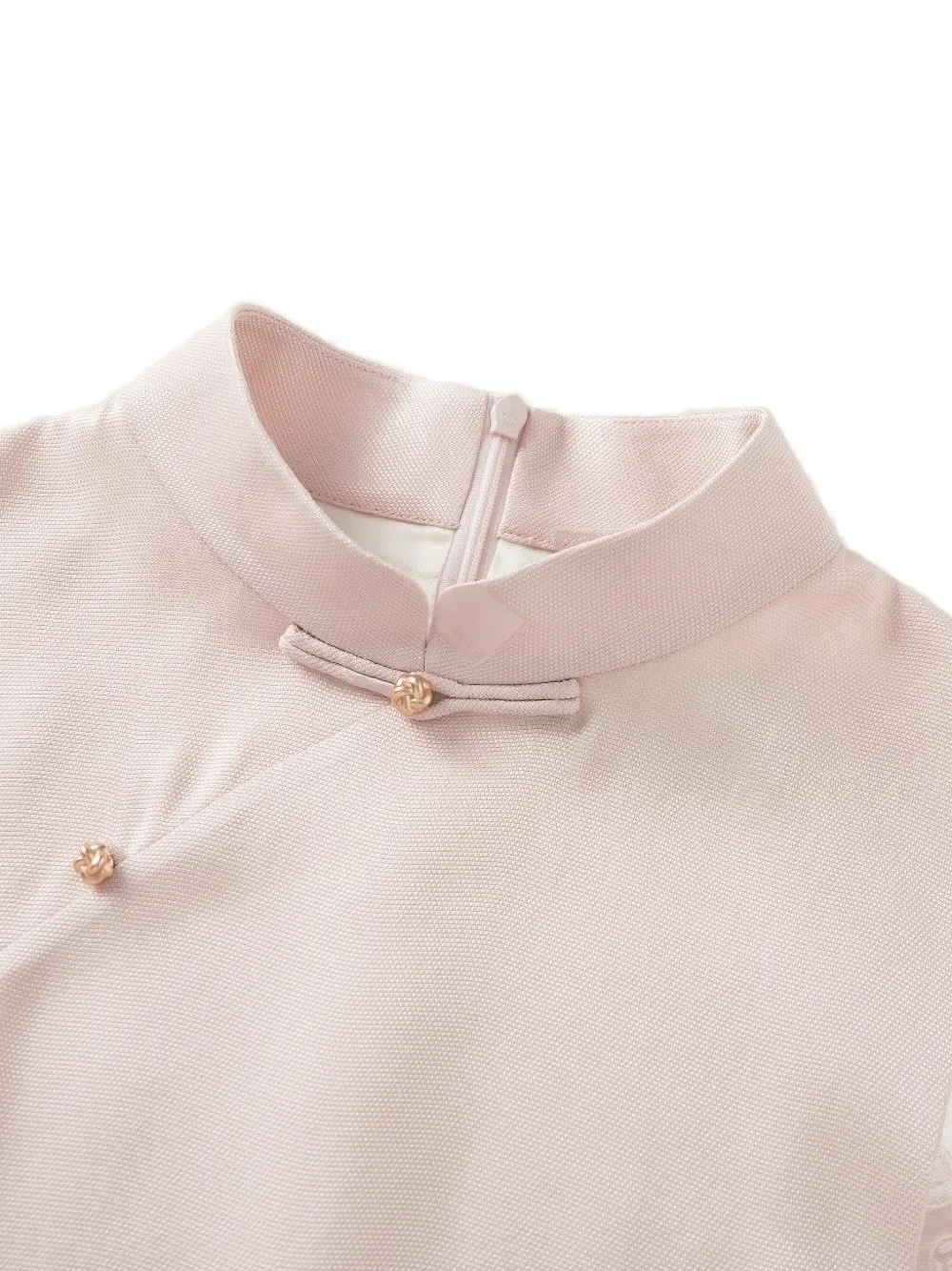 Shanghai Tang knot-button A-line mini dress Roze