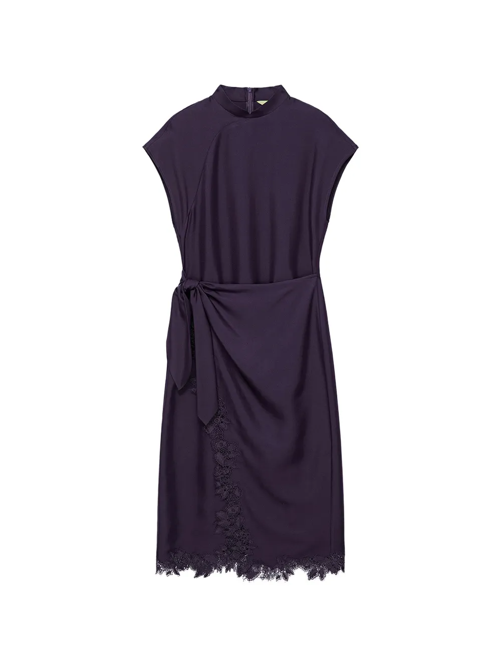 Shanghai Tang lace-trim knotted midi dress - Violet Shanghai Tang lace-trim knotted midi dress - Violet