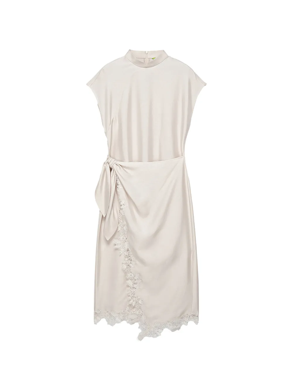 Shanghai Tang lace-trim silk midi dress - Blanc Shanghai Tang lace-trim silk midi dress - Blanc