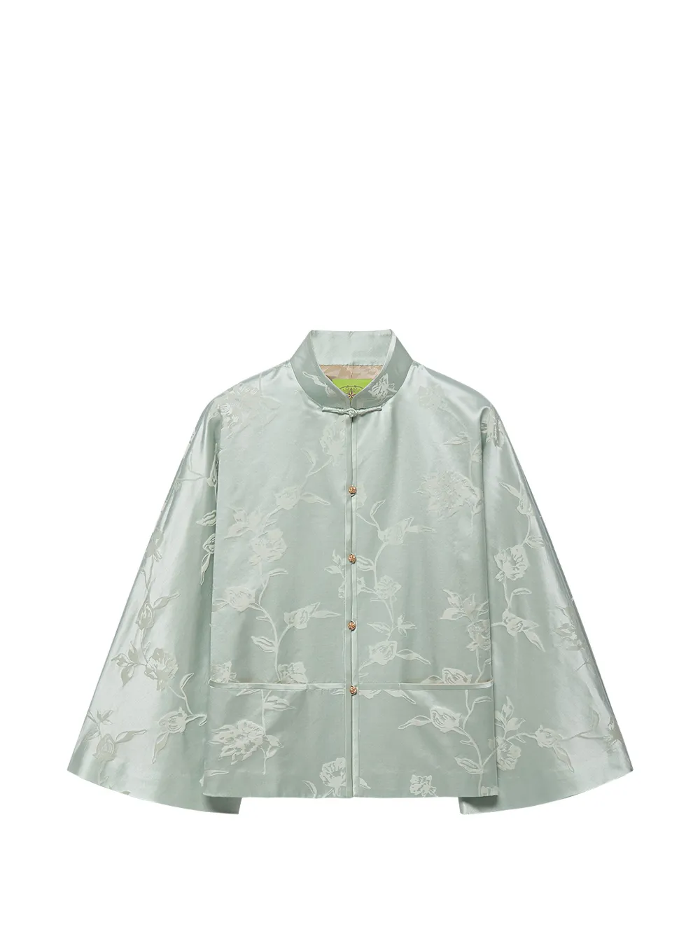 Shanghai Tang floral-jacquard cape jacket - Vert