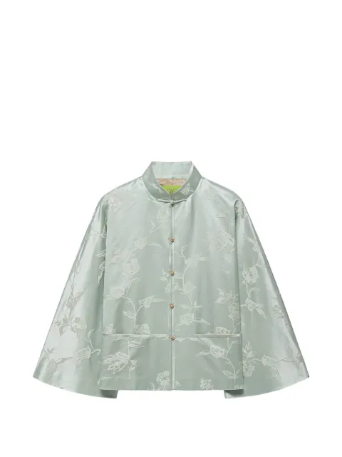 Shanghai Tang floral-jacquard cape jacket