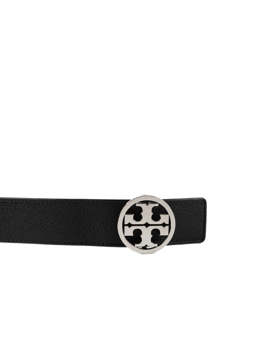 Tory Burch Miller leren riem met logo-plakkaat en bewerkte textuur Zwart