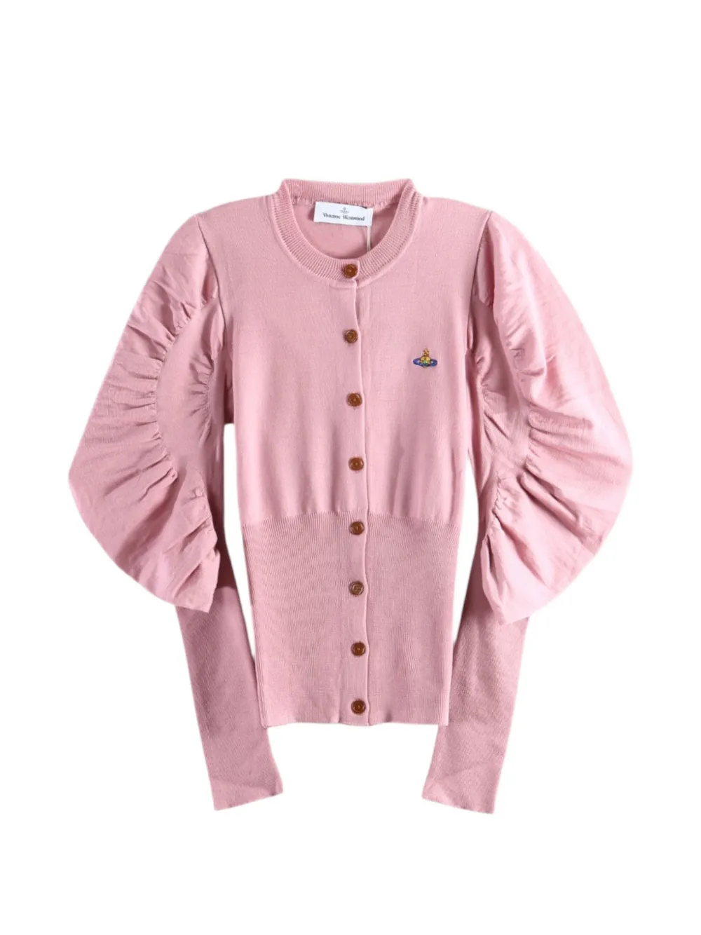 Vivienne Westwood Orb-embroidered puff-sleeve cardigan - Rose Vivienne Westwood Orb-embroidered puff-sleeve cardigan - Rose