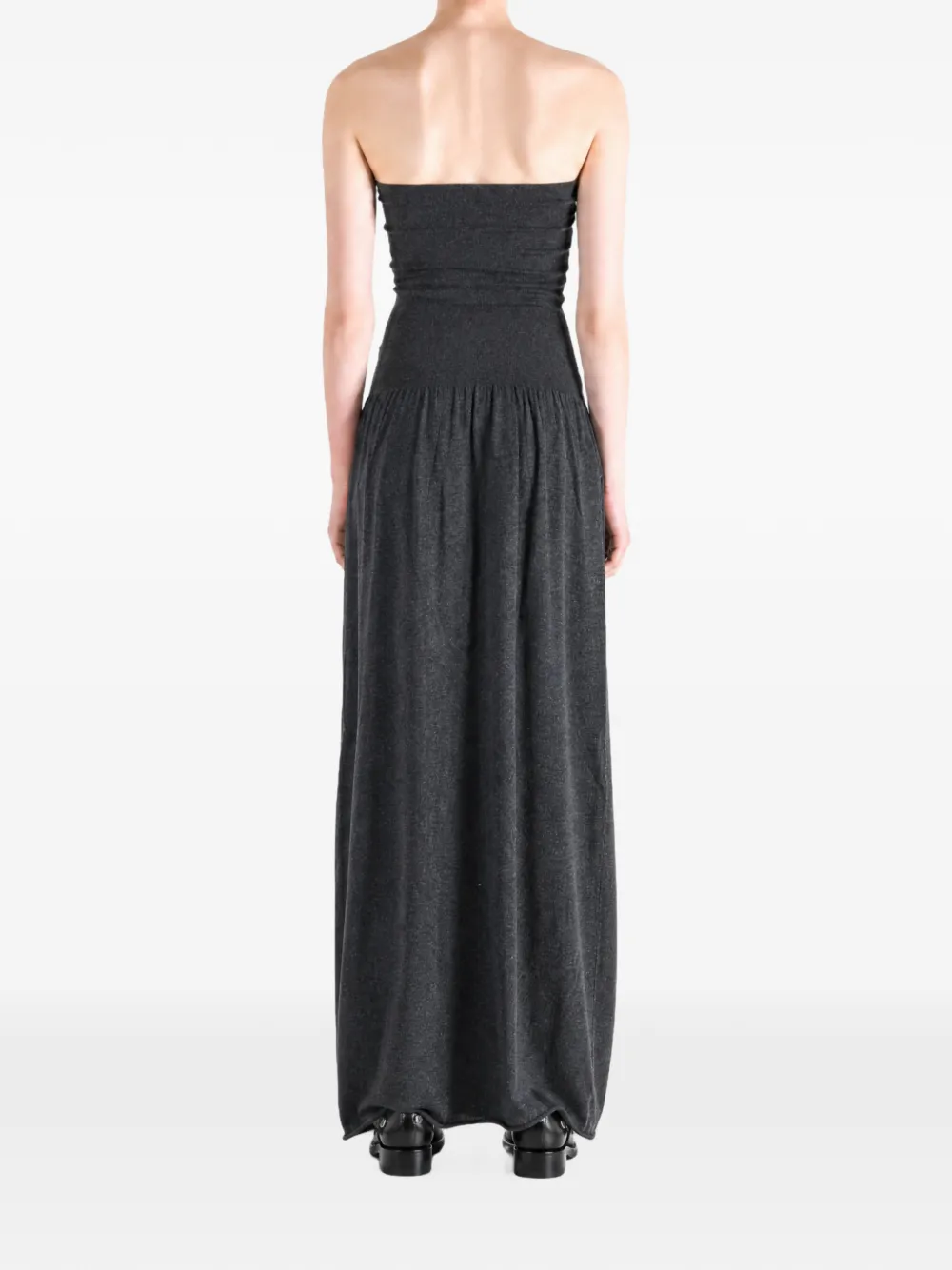 Amomento Strapless maxi-jurk met gesmockte taille Grijs