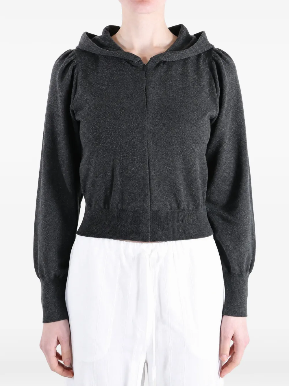 Amomento puff-sleeve zip-up hoodie - Gris Amomento puff-sleeve zip-up hoodie - Gris