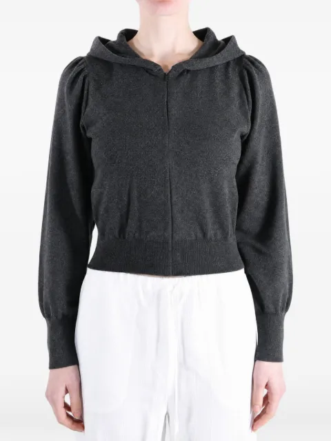 Amomento puff-sleeve zip-up hoodie