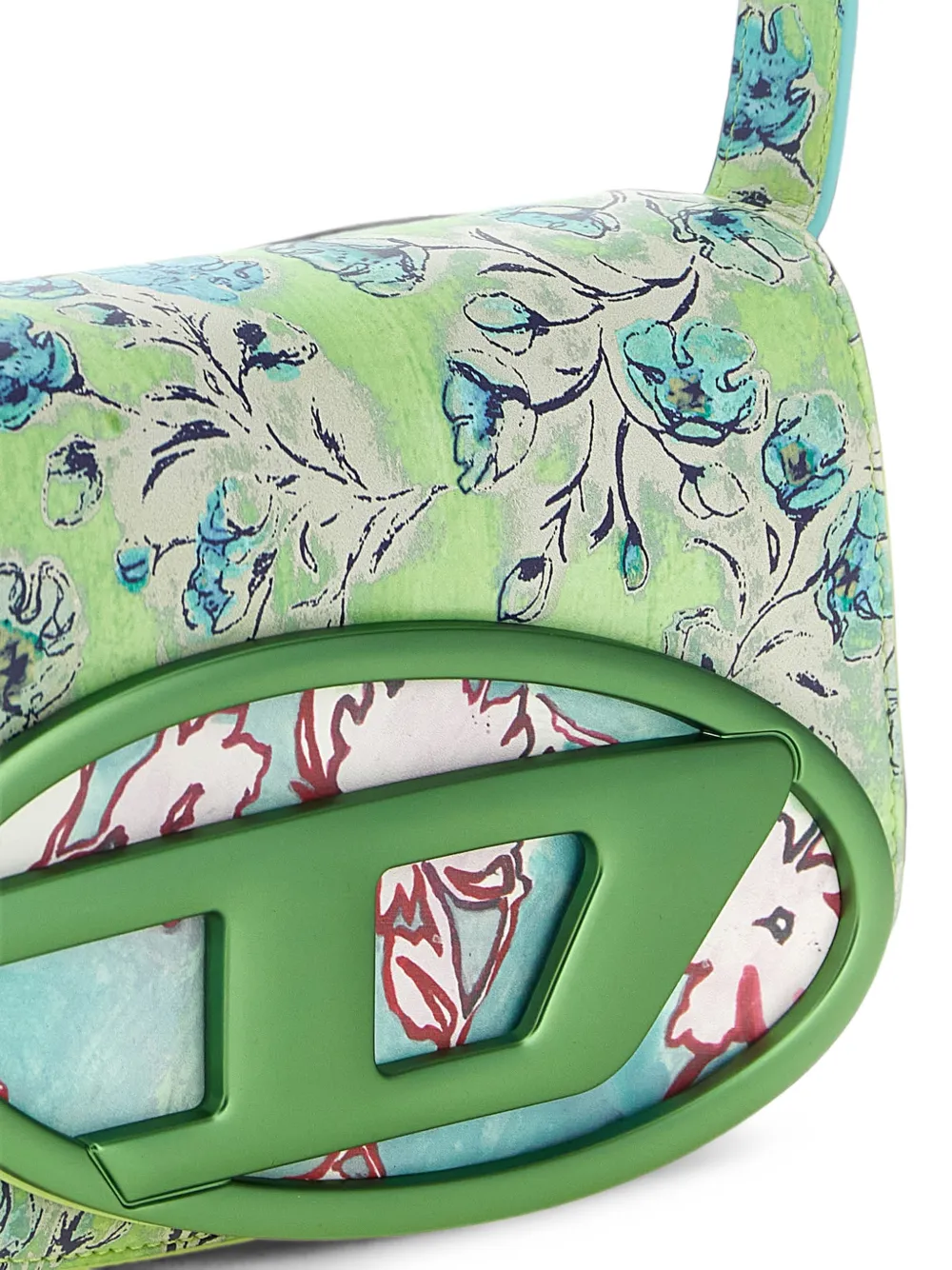 Diesel 1DR-Iconic schoudertas met bloemen-print Groen