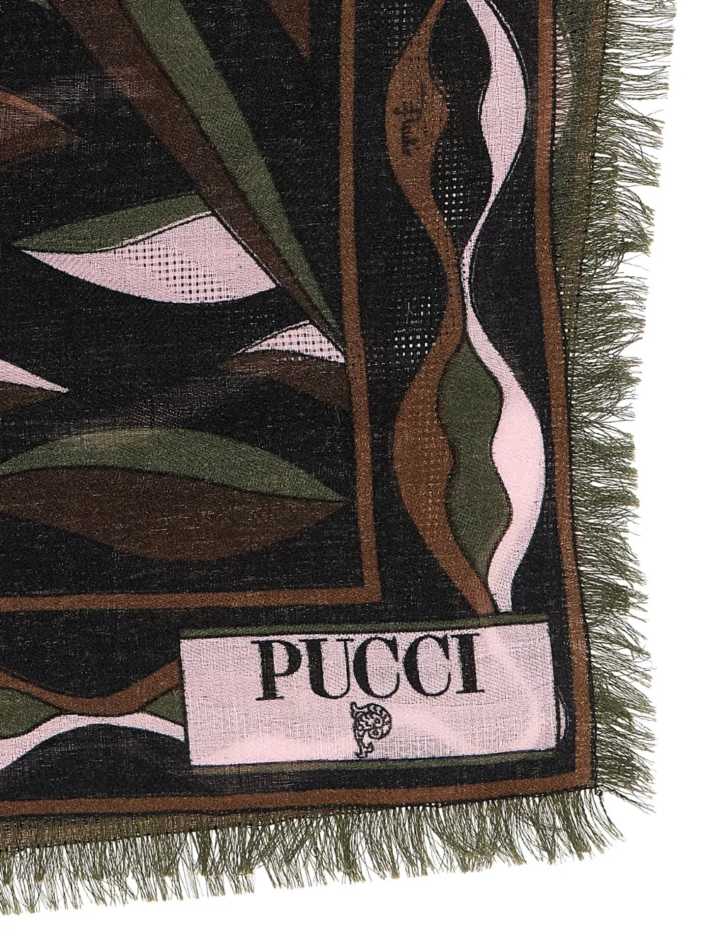 PUCCI Sjaal met print en franje Zwart