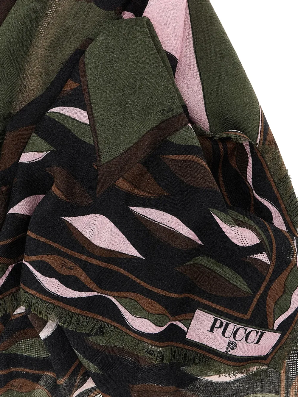 PUCCI Sjaal met print en franje Zwart