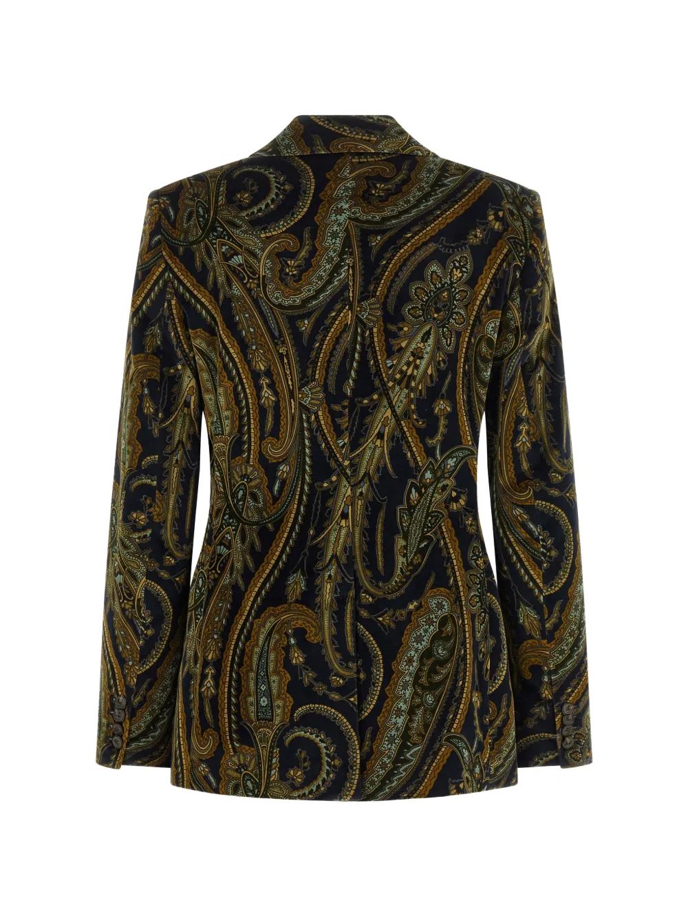 ETRO Fluweel-katoenen blazer met dubbele rij knopen en bloemen-print Blauw