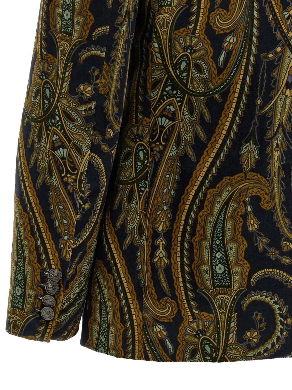 ETRO Fluweel-katoenen blazer met dubbele rij knopen en bloemen-print Blauw