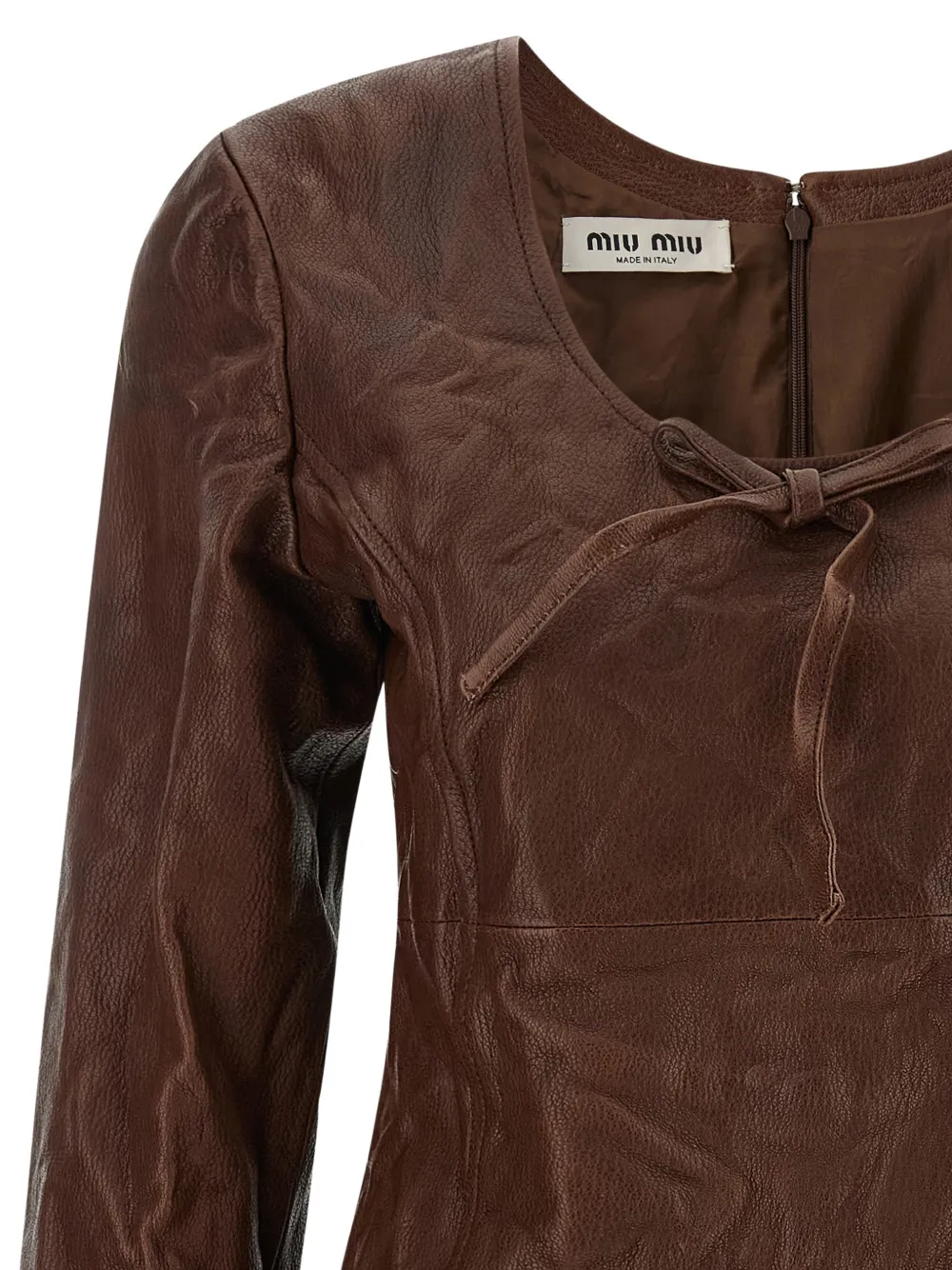 Miu Leren jurk Bruin