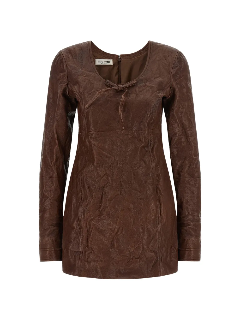 Miu Miu robe courte en cuir - Marron