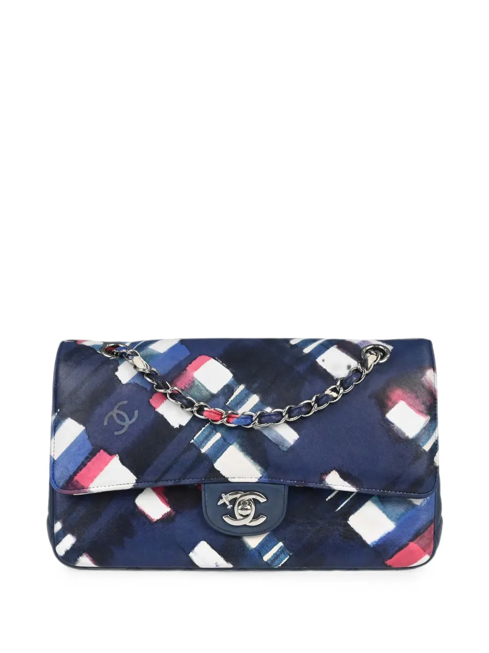 CHANEL Pre-Owned 2016-2017 medium Airline Double Flap shoulder bag - Blu