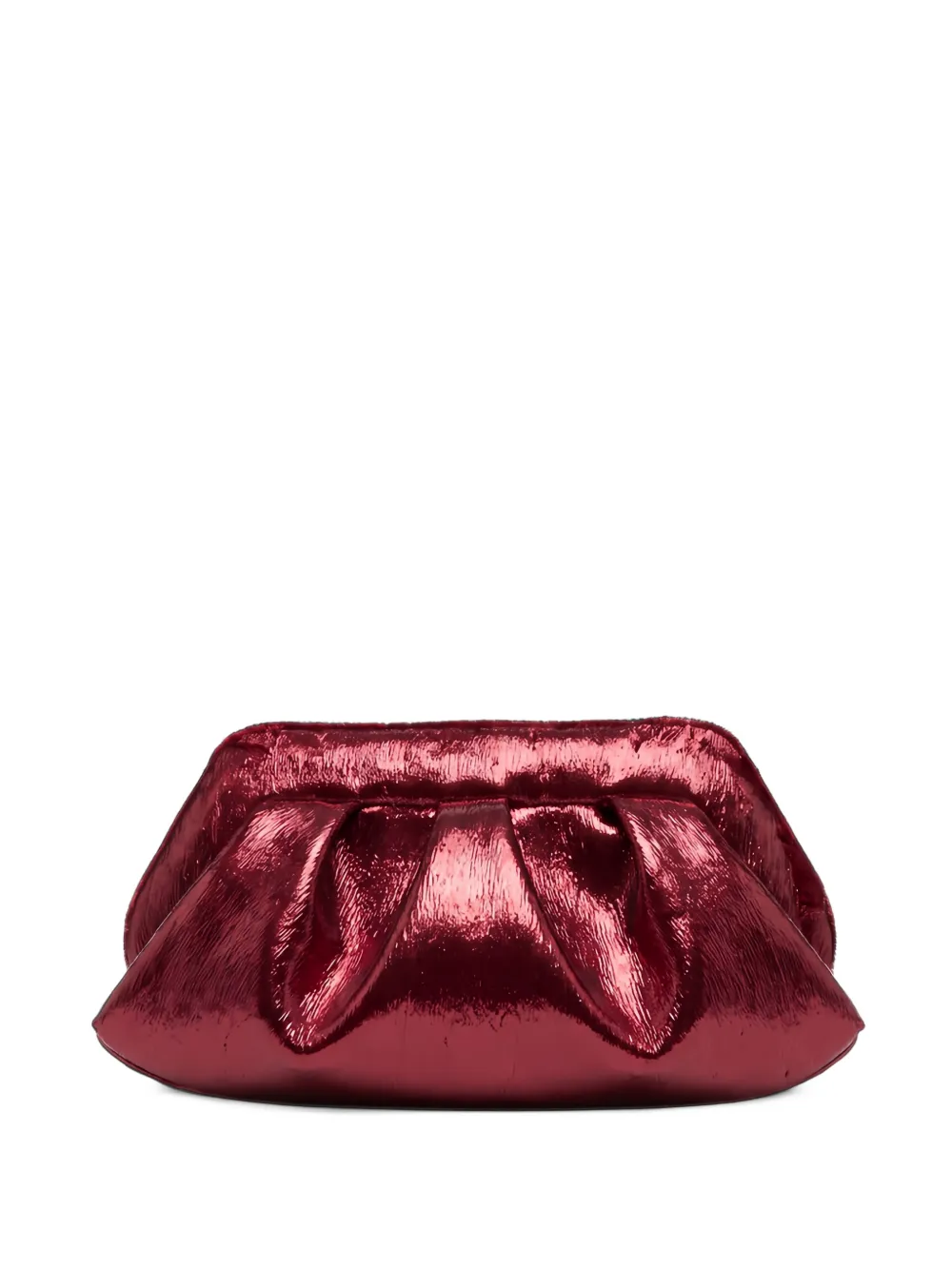 Themoirè Bios metallic ruched clutch bag - Rosso