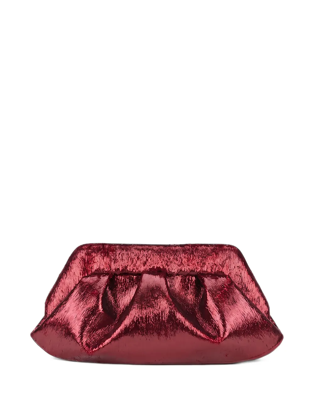 Themoirè Bios metallic ruched clutch bag Rood
