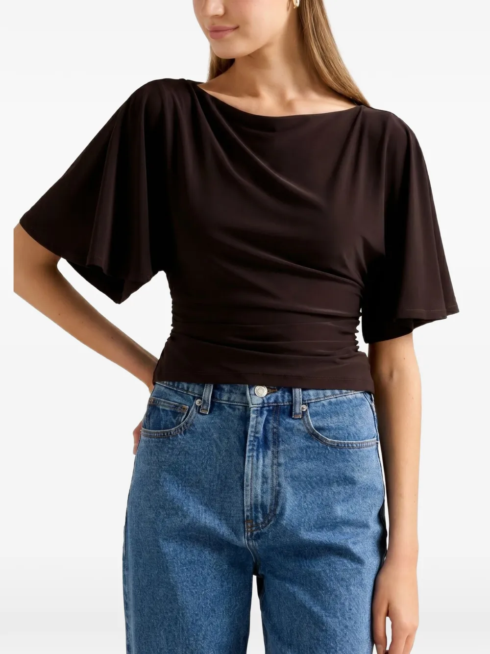 Ever New Paige flutter-sleeve blouse - Marrone