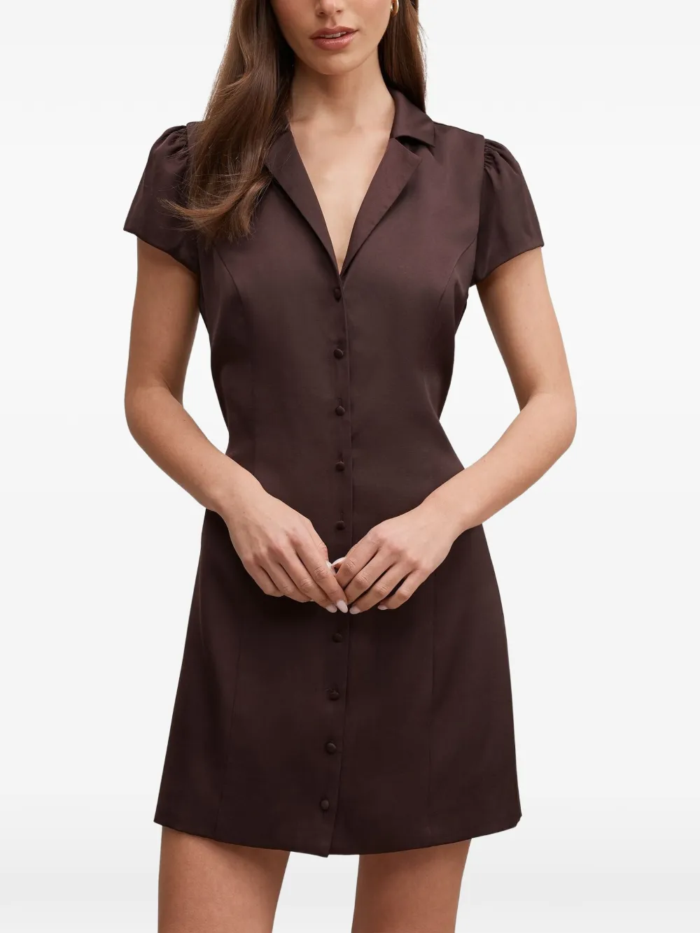 Ever New Blair satin-finish button-front mini dress