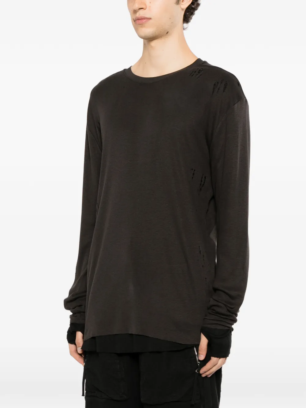 Thom Krom Gerafeld T-shirt met gelaagd effect Grijs