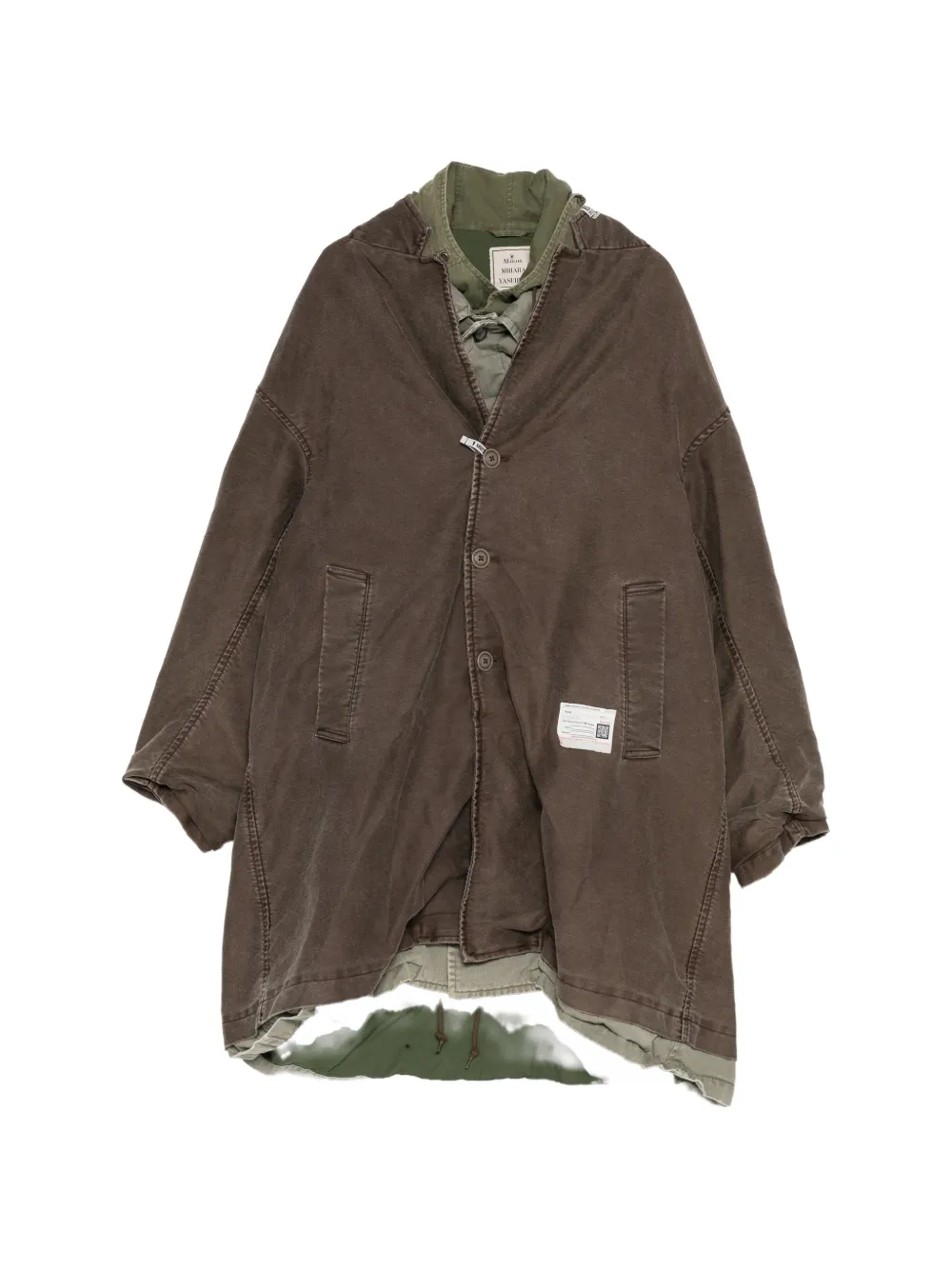 Maison MIHARA YASUHIRO Mantel im Layering-Look - Braun
