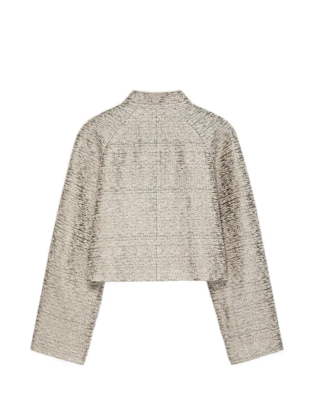 Shanghai Tang sequin-embellished cropped tweed jacket Grijs