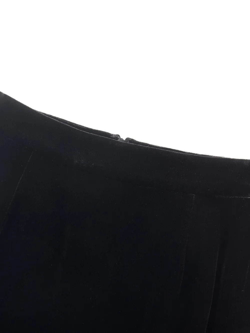 Shanghai Tang front-slit silk velvet midi skirt Zwart