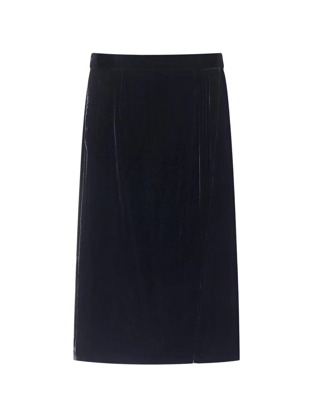 Shanghai Tang front-slit silk velvet midi skirt - Noir Shanghai Tang front-slit silk velvet midi skirt - Noir
