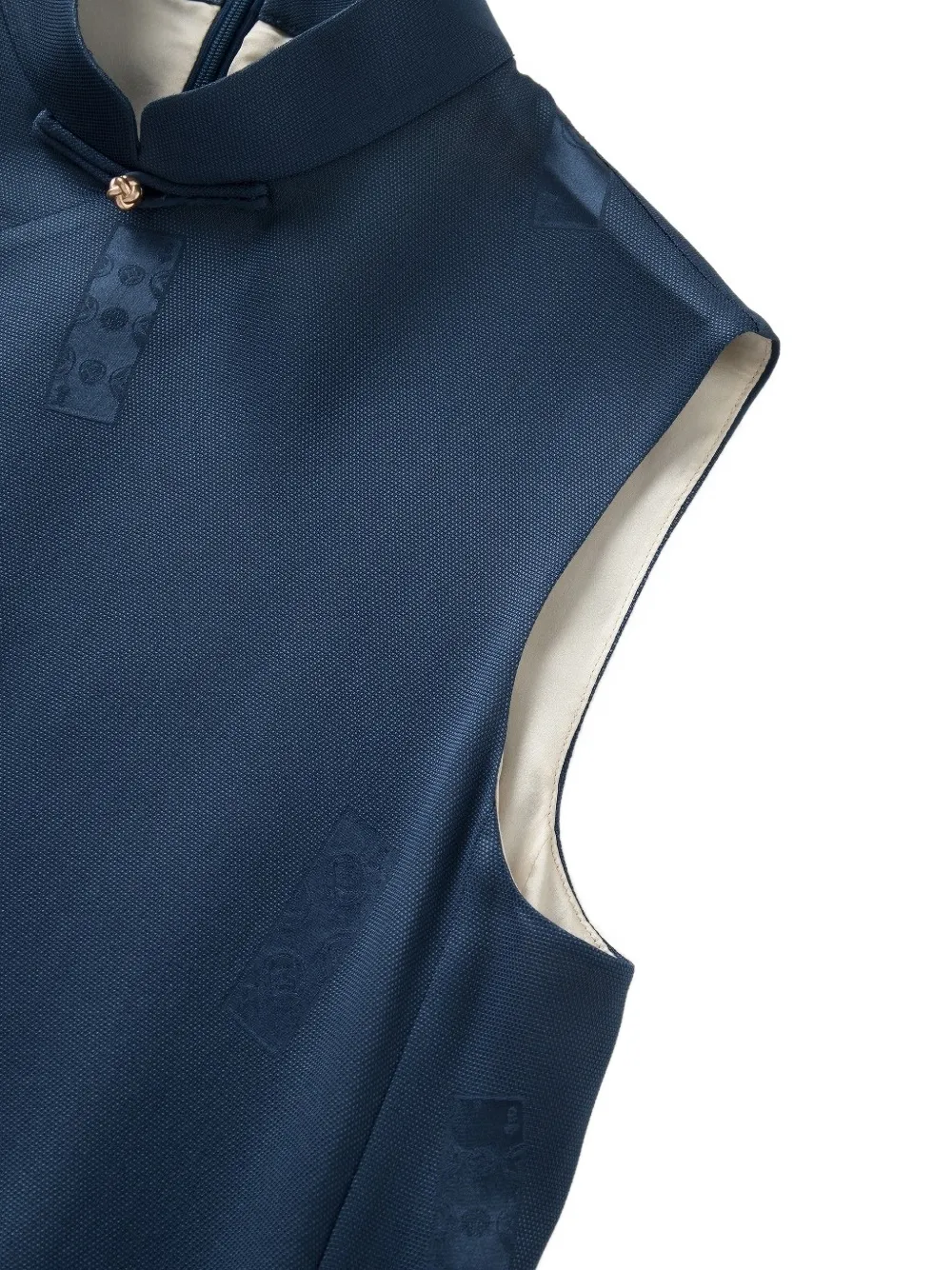 Shanghai Tang mandarin-collar silk mini dress Blauw